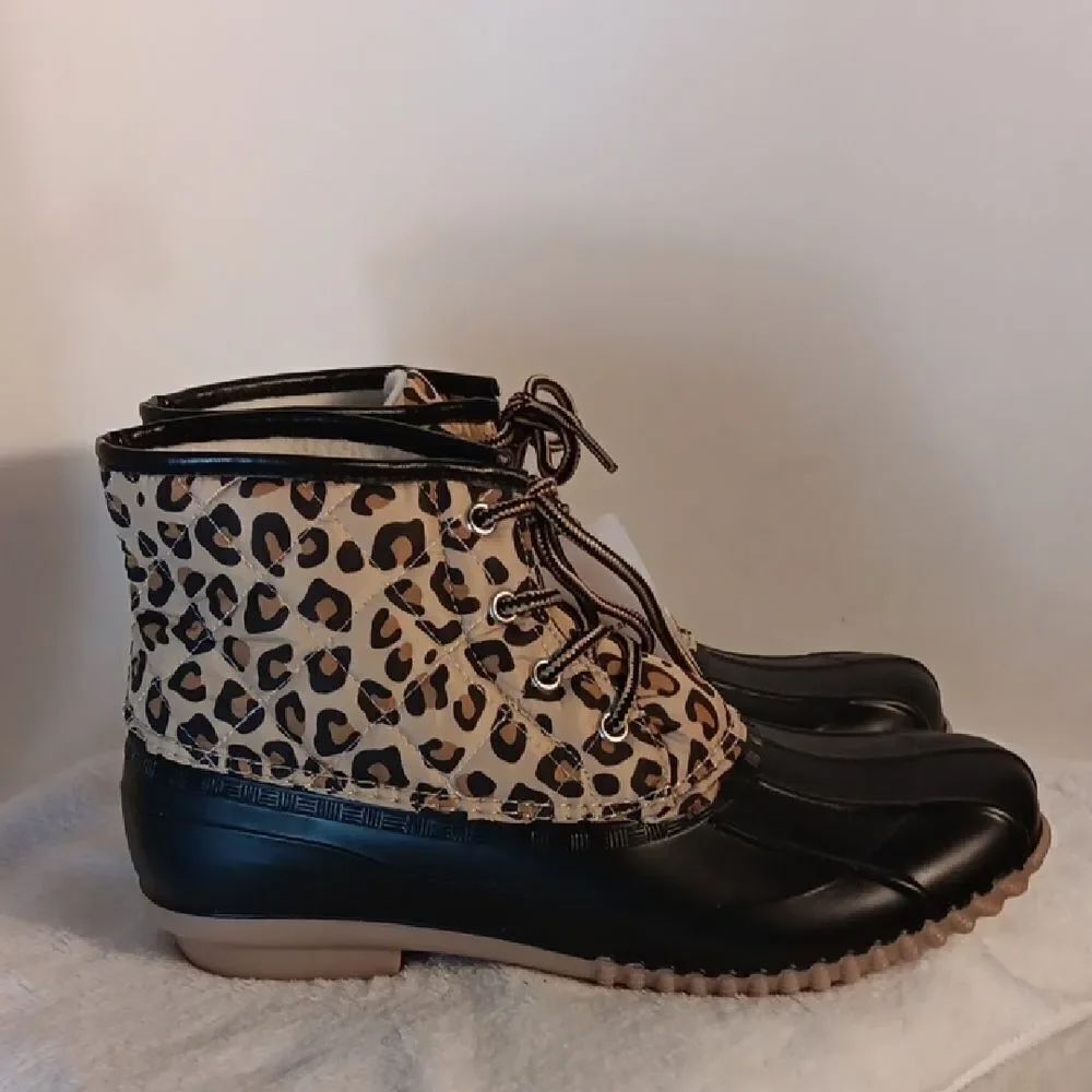 Magellan Quilted Leopard Print Women's Duck Boots